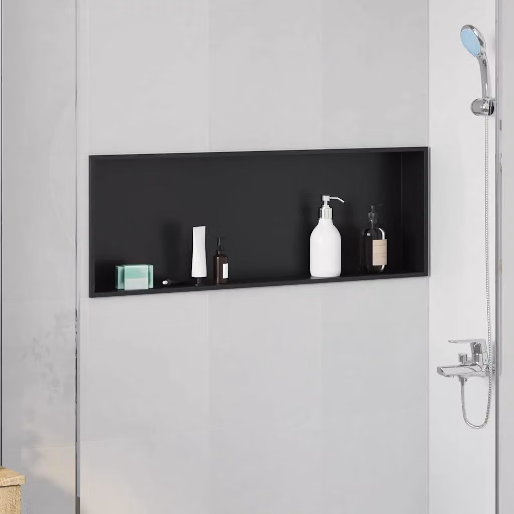 Nicchia per doccia vidaXL in acciaio inox, Nero, L: 90 cm, P: 30 cm, H: 9,5 cm