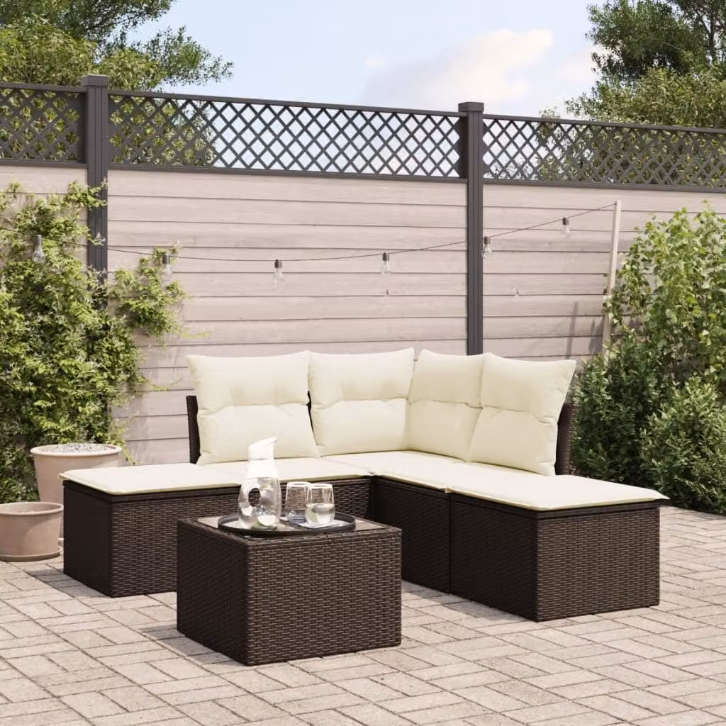 Maison Exclusive - Set da giardino 6 pezzi con cuscini Marrone Poly Rattan