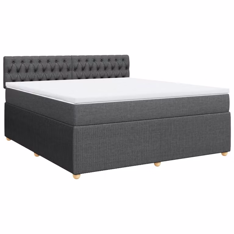 Giroletto a Molle con Materasso Grigio Scuro 180x200 cm Tessuto