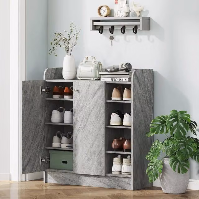 Scarpiera 83x30x90 cm salvaspazio in legno grigio