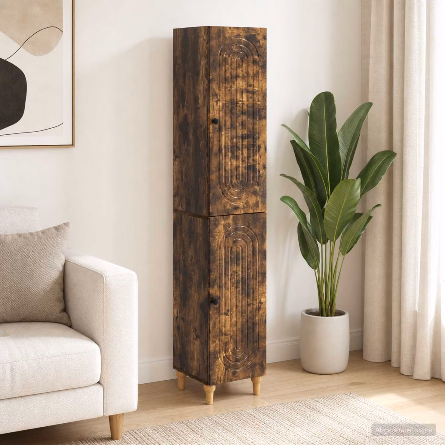 Set di 2 armadi moderni vidaXL in legno MDF color rovere marrone con illuminazione LED integrata