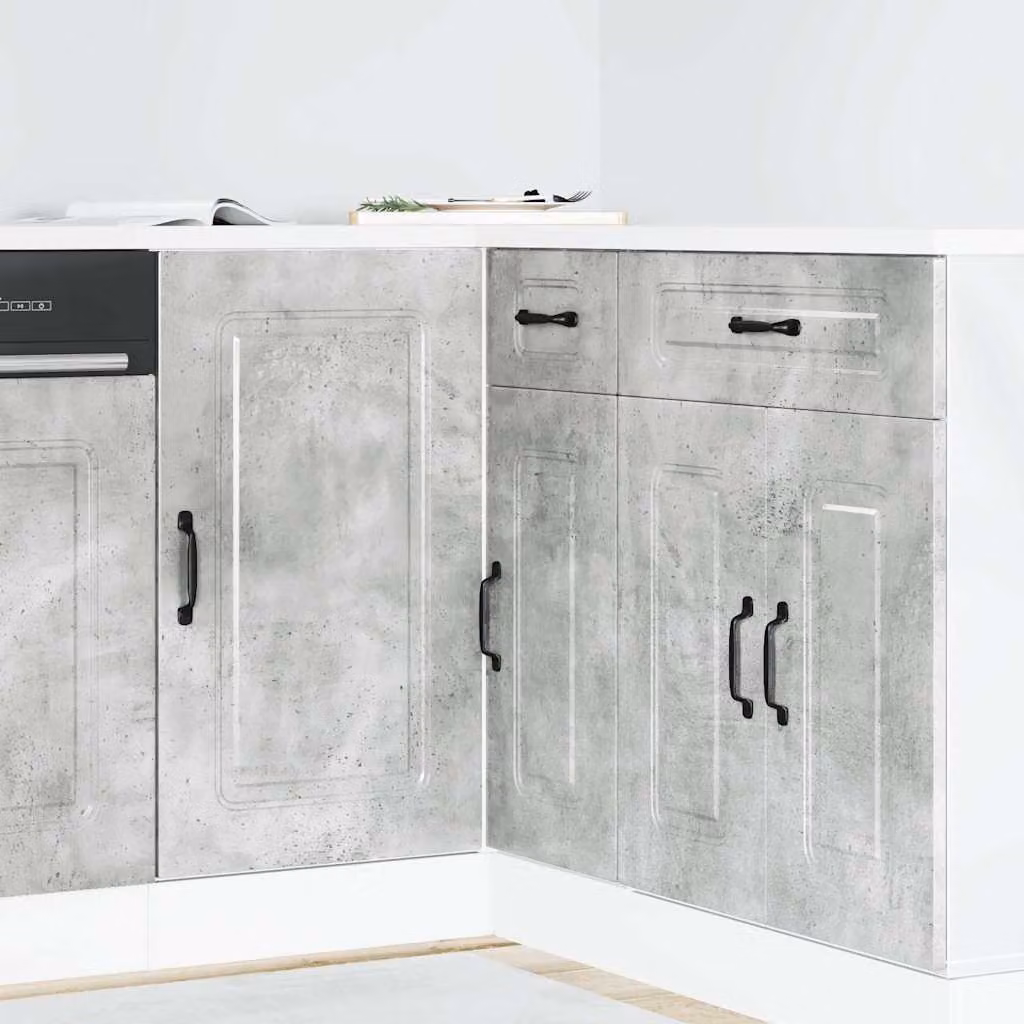 Base da cucina moderna vidaXL Kalmar in legno multistrato e MDF, Grigio Cemento, L: 46,0 cm, P: 81,5 cm, H: 86,0 cm