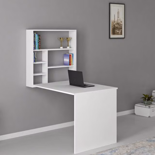 Scrivania DMORA Veglio moderna in legno bianco L: 90 cm, P: 59 cm, H: 74 cm – 1