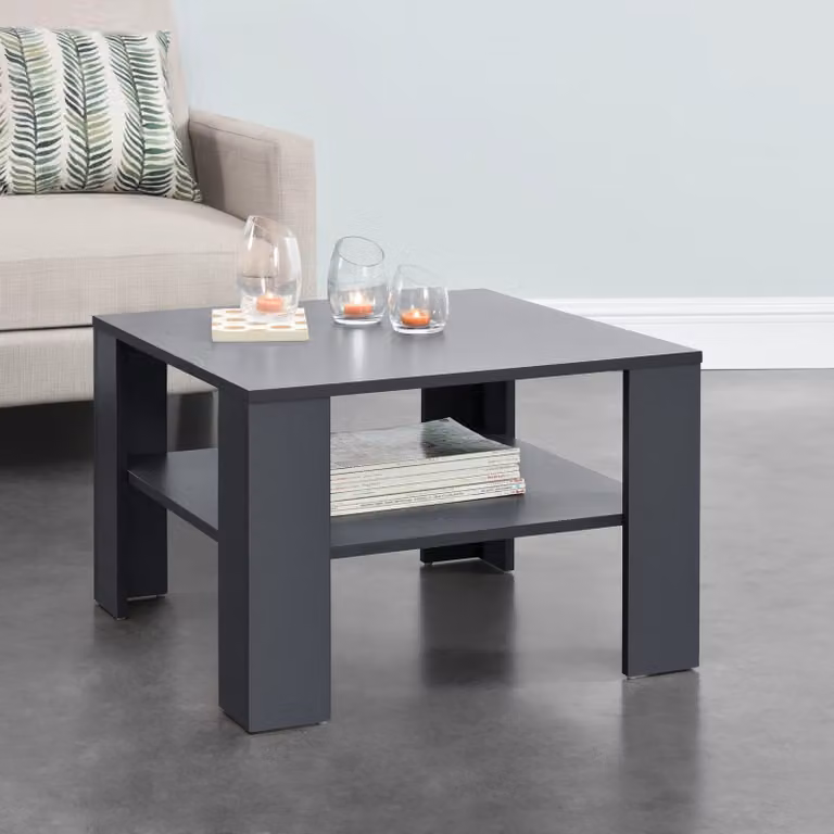 Tavolino In And OutdoorMatch Greyson - Quadrato - 60x60x40 cm - Grigio scuro - Truciolare - Design moderno