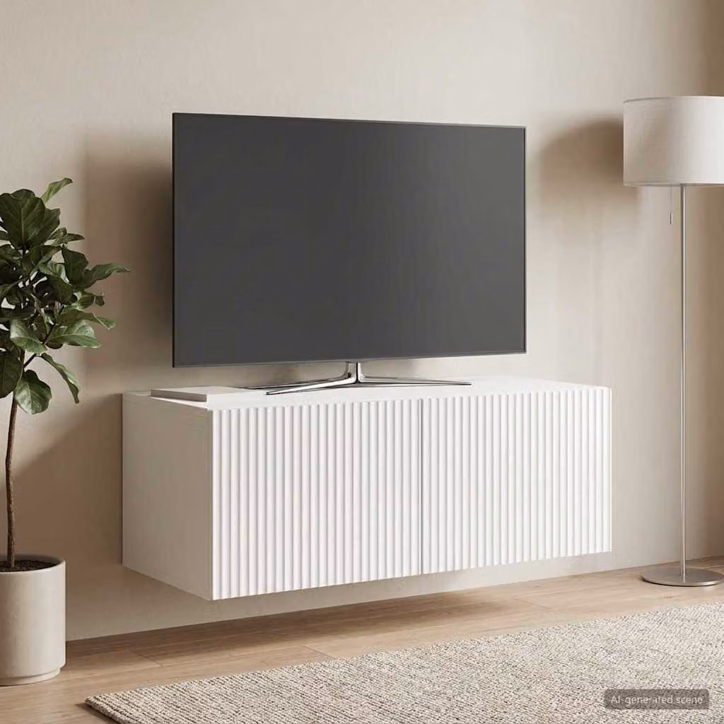 vidaXL Mobile Porta TV da Muro Moderno Bianco Lucido L: 78,5 cm, P: 41 cm, H: 30 cm