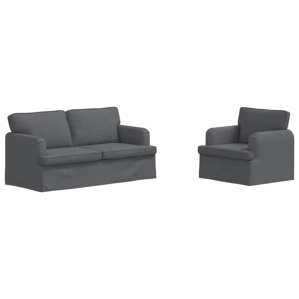 Set di 2 divani moderni vidaXL in tessuto grigio e nero con struttura in metallo e coperture rimovibili – 2