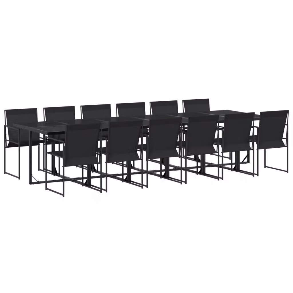 Set da pranzo da giardino vidaXL 13 pz nero in metallo e vetro – 2