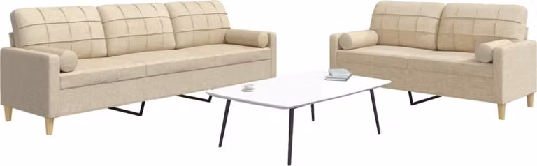 Maison Exclusive - Set divano a 2 posti con cuscini decorativi in tessuto color crema