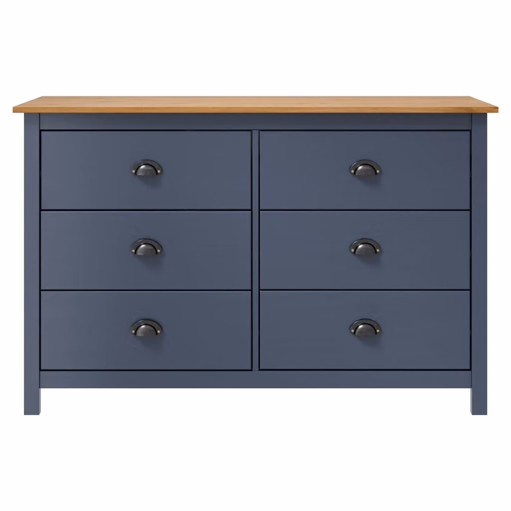 Credenza Hill Grigia 125x40x80 cm in Legno Massello di Pino