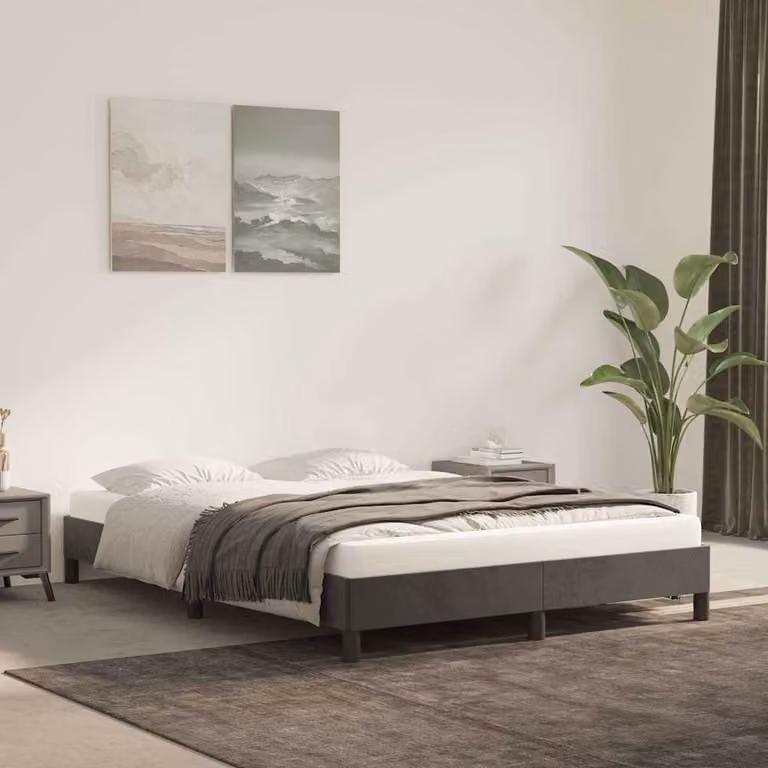 vidaXL Giroletto imbottito in velluto Grigio L/P/H: 140 x 200 x 25 cm