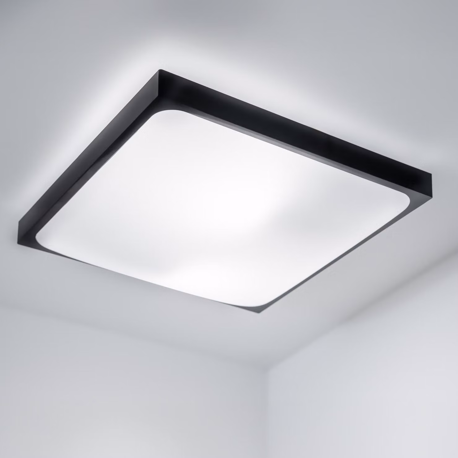 LUMILED LED plafoniera 2 x E27 presa IP44 30cm nero bianco lampada da soffitto soggiorno soffitto faretto pannello quadrato soffitto esterno corridoio cantina balcone bagno