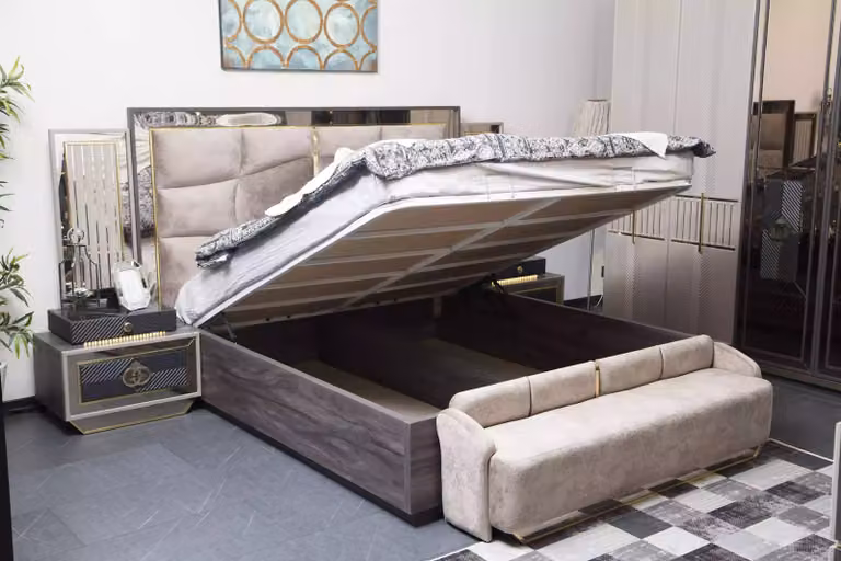 Schlafzimmer Doppelbett Garnitur Luxus Garnitur Modern Set 3tlg