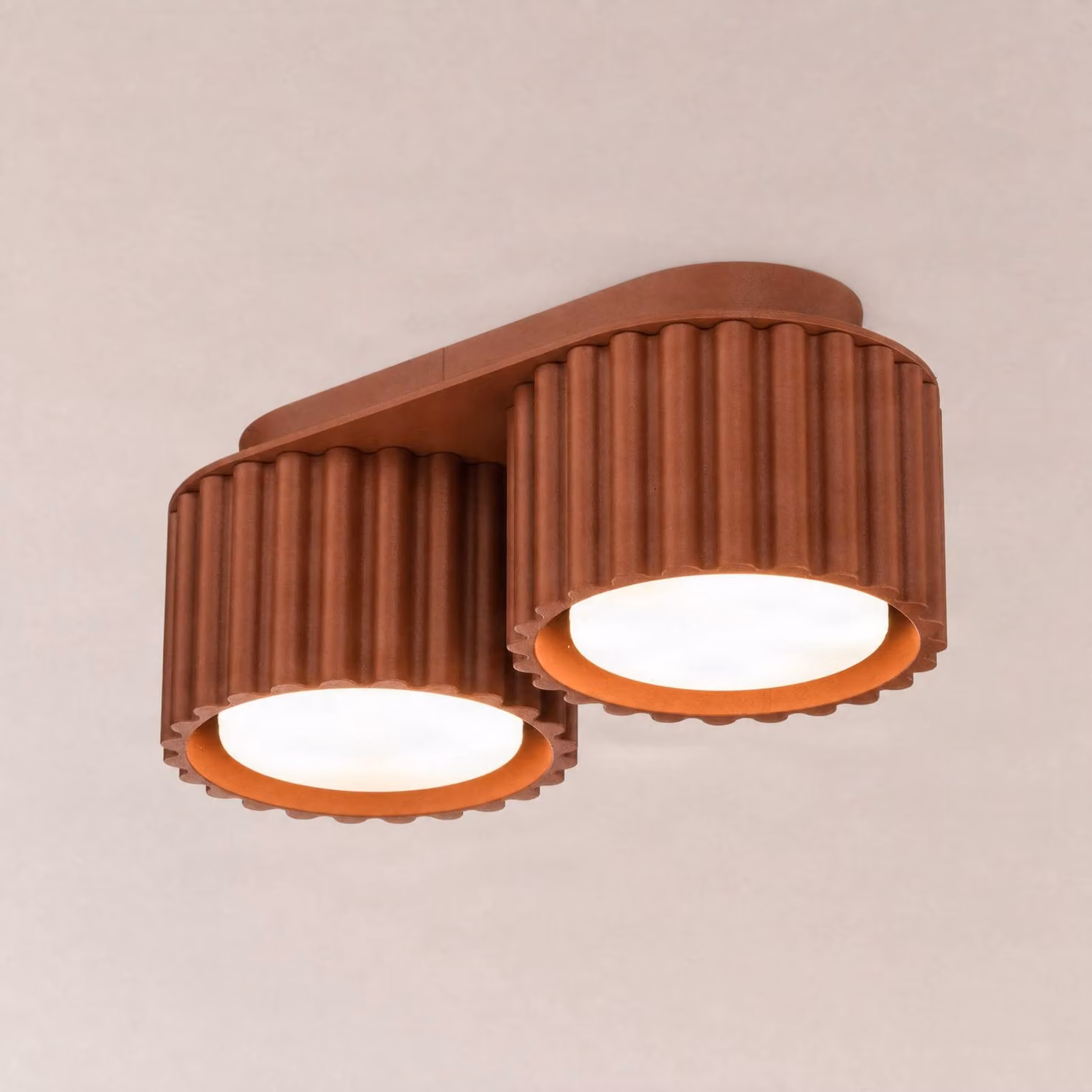 Plafoniera soffitto Aura 2 SOLLUX LIGHTING, dimmerabile, Terracotta, Corridoio, Alluminio, Moderno, Plafoniera