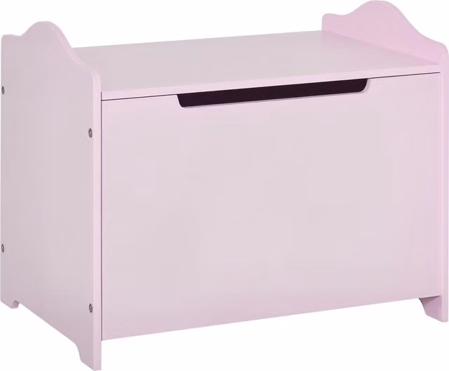 Cassapanca Portagiochi HOMCOM in Legno Rosa con Pistone Pneumatico per Cameretta, L: 60 cm, P: 40 cm, H: 48 cm