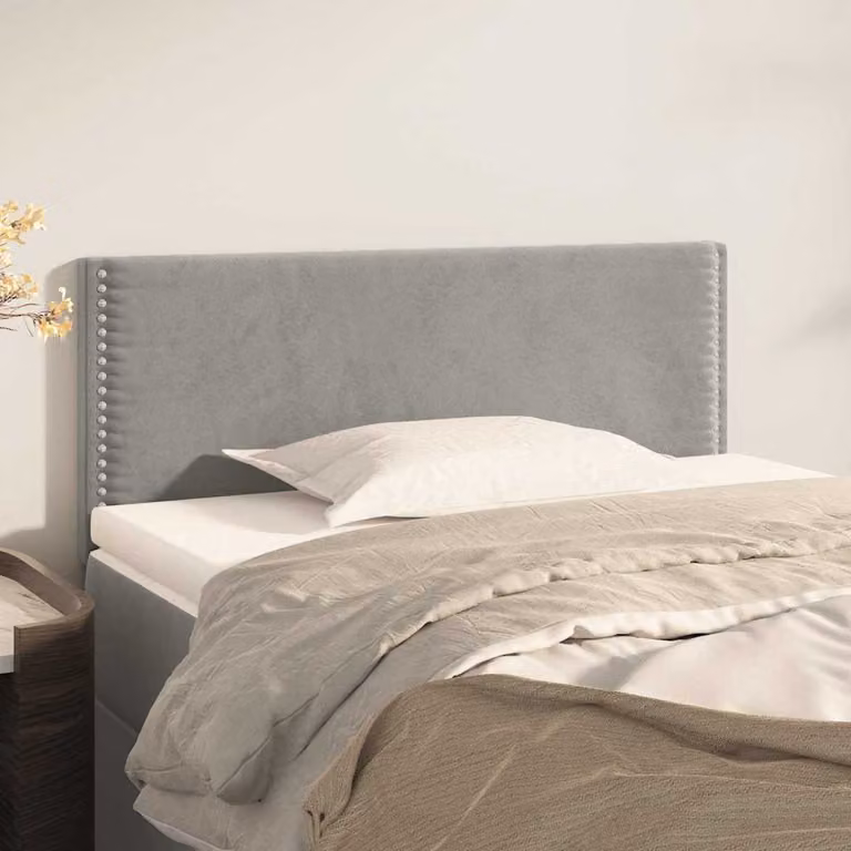 Testiera per letto vidaXL in velluto grigio chiaro con struttura imbottita L: 80 cm, P: 5 cm, H: 78-88 cm