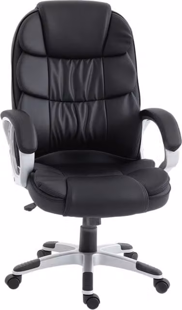 Sedia da Ufficio Ergonomica Girevole Xylo in Pelle PU Nera con Braccioli e Capacità 120kg – 1
