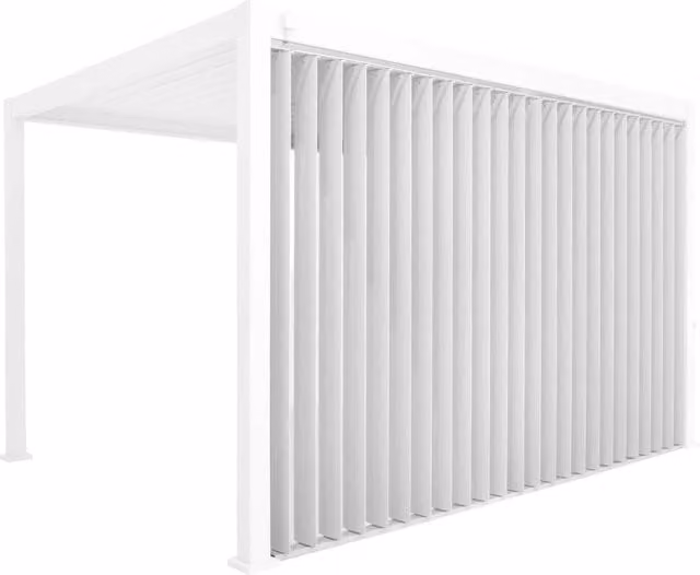 Pannello verticale a lamelle orientabili Sweeek in alluminio bianco per pergola bioclimatica, Lunghezza: 4 m