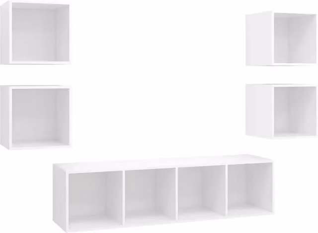 Set Mobili Porta TV 5 pz | Armadietto TV | Mobile Porta TV Bianco in Legno Multistrato
