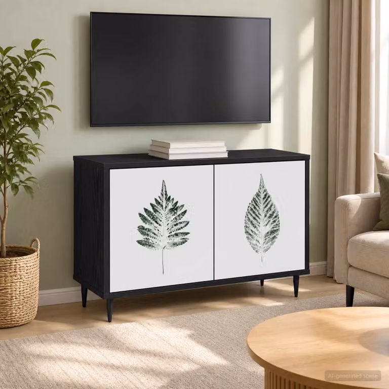 Mobile TV vidaXL HANAU con ruote, Rovere Nero, L 69 x P 33 x H 50,5 cm