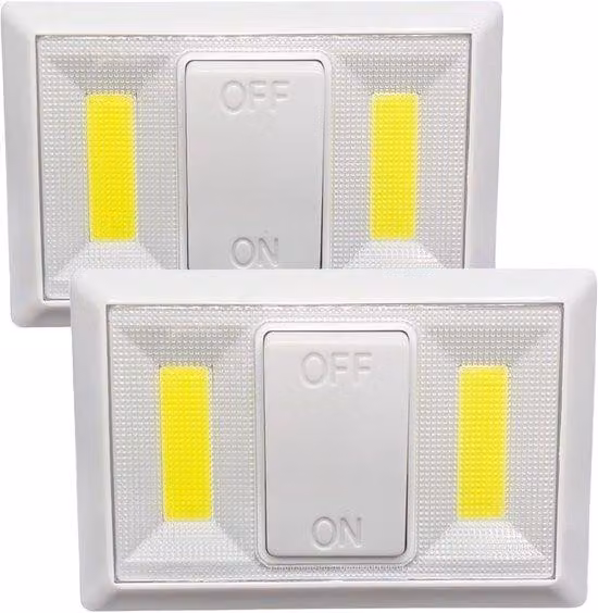 Set di luci notturne a LED, 2 pezzi, 120 lumen, alimentate a batteria, nero, formato piccolo