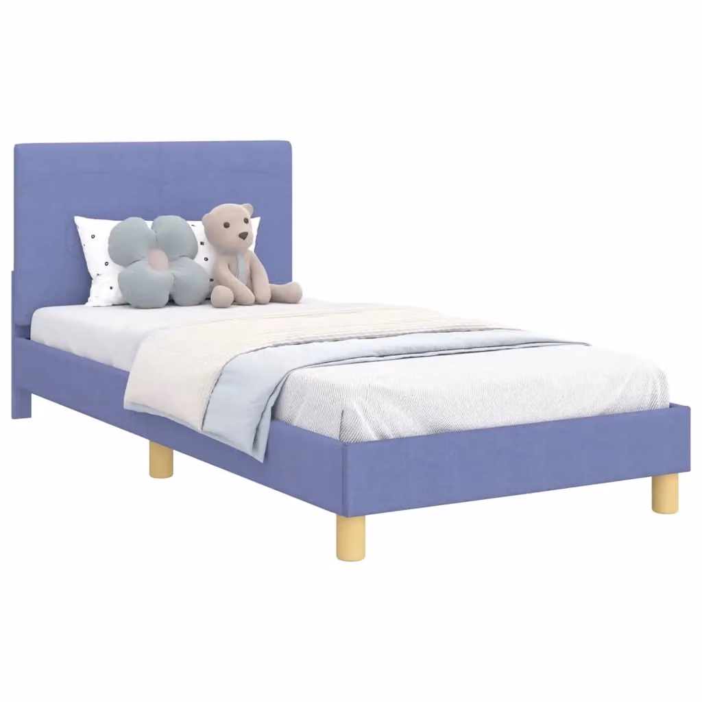 Struttura letto per bambini con testata imbottita e scomparti laterali Blu, L/P/H: 190 x 90 x 94 cm – 2