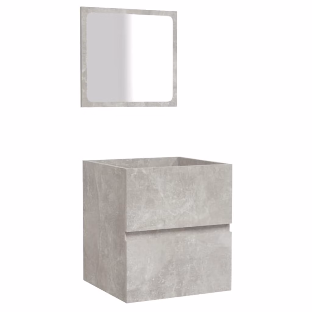 Mobile da Bagno con Specchio Grigio Cemento Legno Multistrato