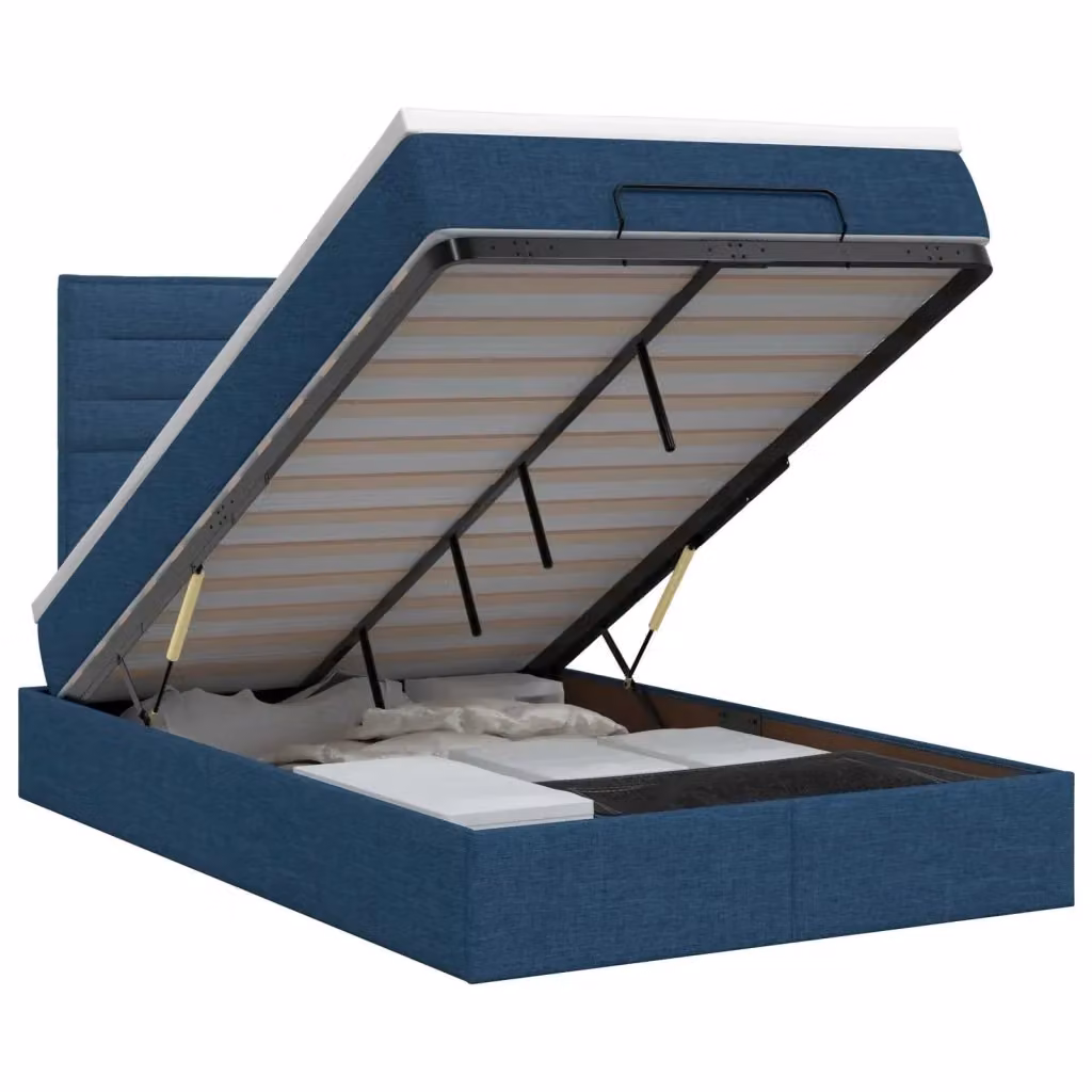 Letto ottomano con contenitore e materasso vidaXL in tessuto blu L: 120 cm, P: 200 cm, H: 88 cm – 2