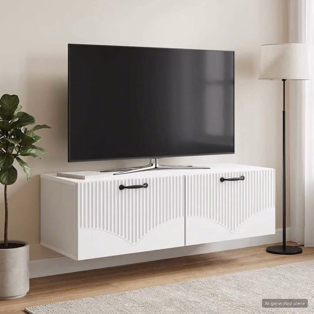 vidaXL Mobile Porta TV da Muro Bianco Moderno in MDF L: 98 cm, P: 41 cm, H: 30 cm