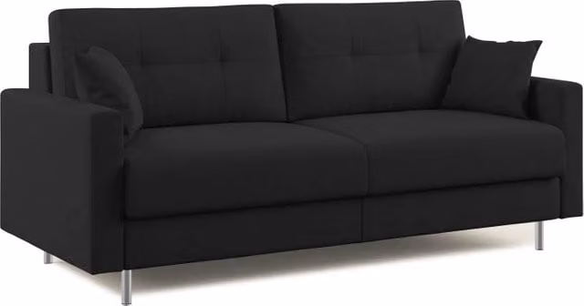 Divano letto matrimoniale Megan Divani.Store in microfibra smacchiabile nero L: 168 cm, Materasso: 120 x 200 cm