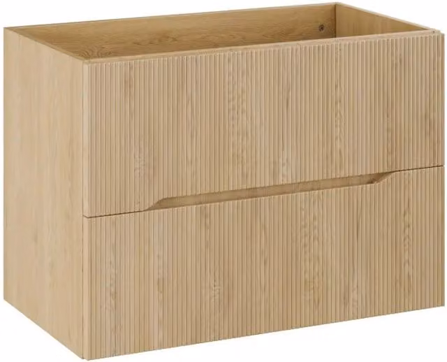Mobile sottolavabo NATURA – 2 cassetti – Rovere chiaro – L80 × P45 × H57 cm – Da appendere