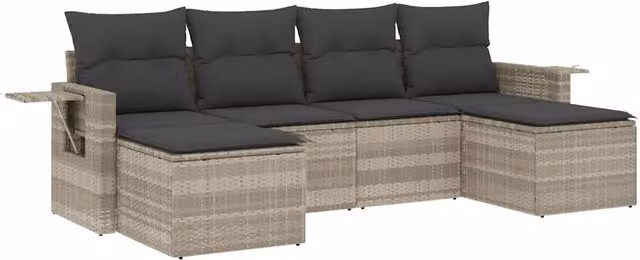 Set Divano da Giardino a L DESIGN IN con 6 Pezzi, Polyrattan e Struttura in Acciaio, Grigio – 1