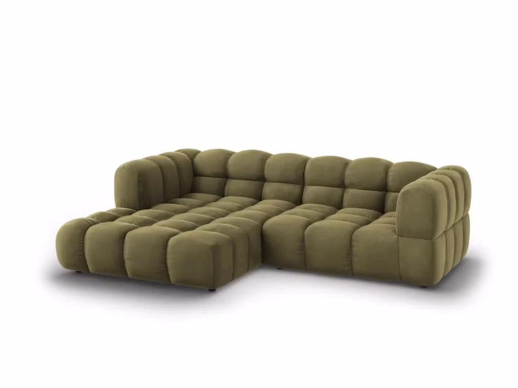 Divano angolare modulare sinistro Sky di Cosmopolitan Design in velluto verde chiaro, 3 posti, L 244 x P 132 x H 75 cm – 2