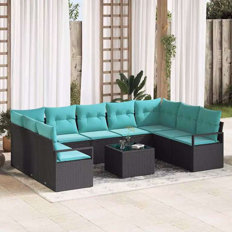 Maison Exclusive - Set di divani da esterno, 10 pezzi, colore nero [Materiale sintetico]: rattan sintetico