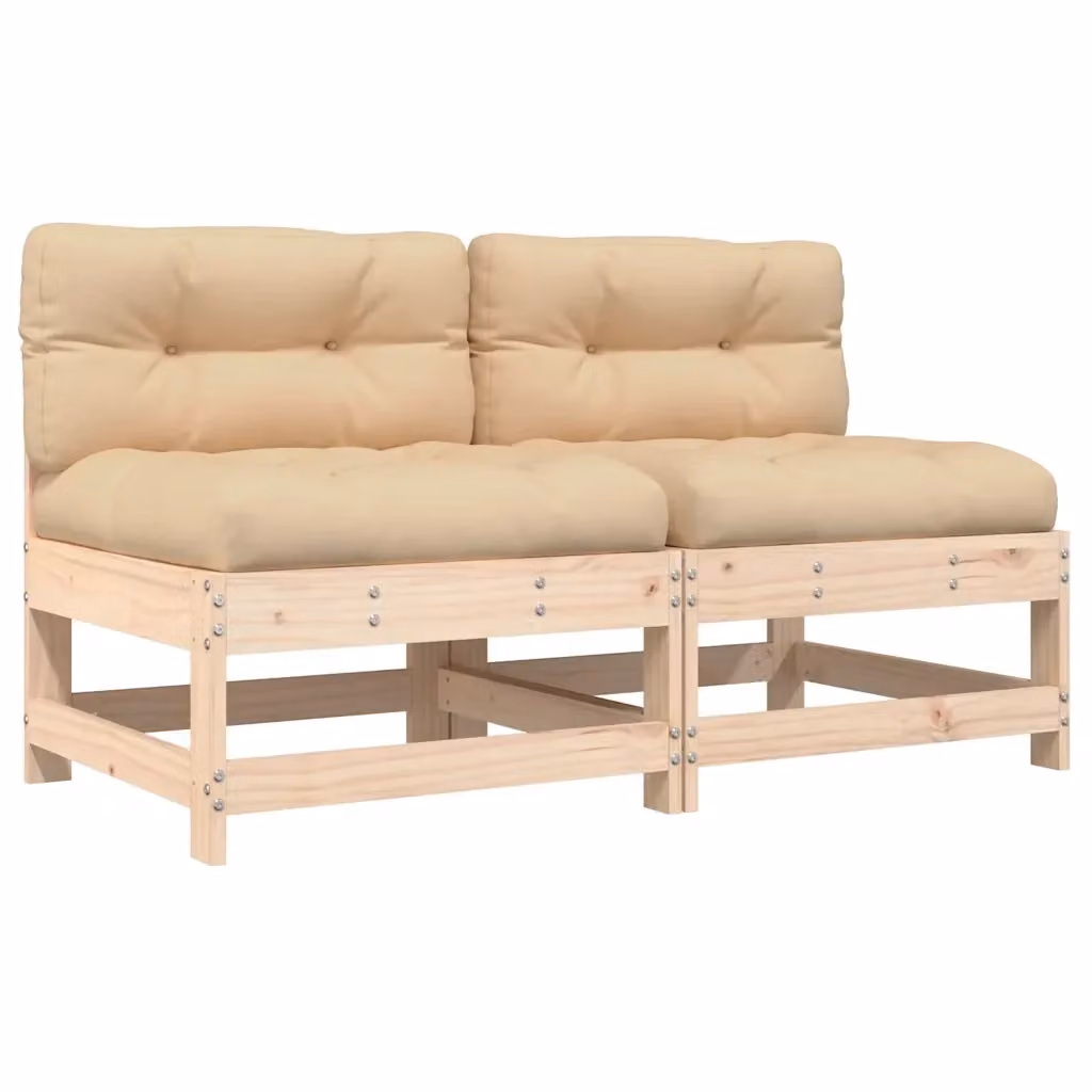 Set di 2 divani da giardino vidaXL in legno massello di pino con cuscini beige in stile rustico – 2