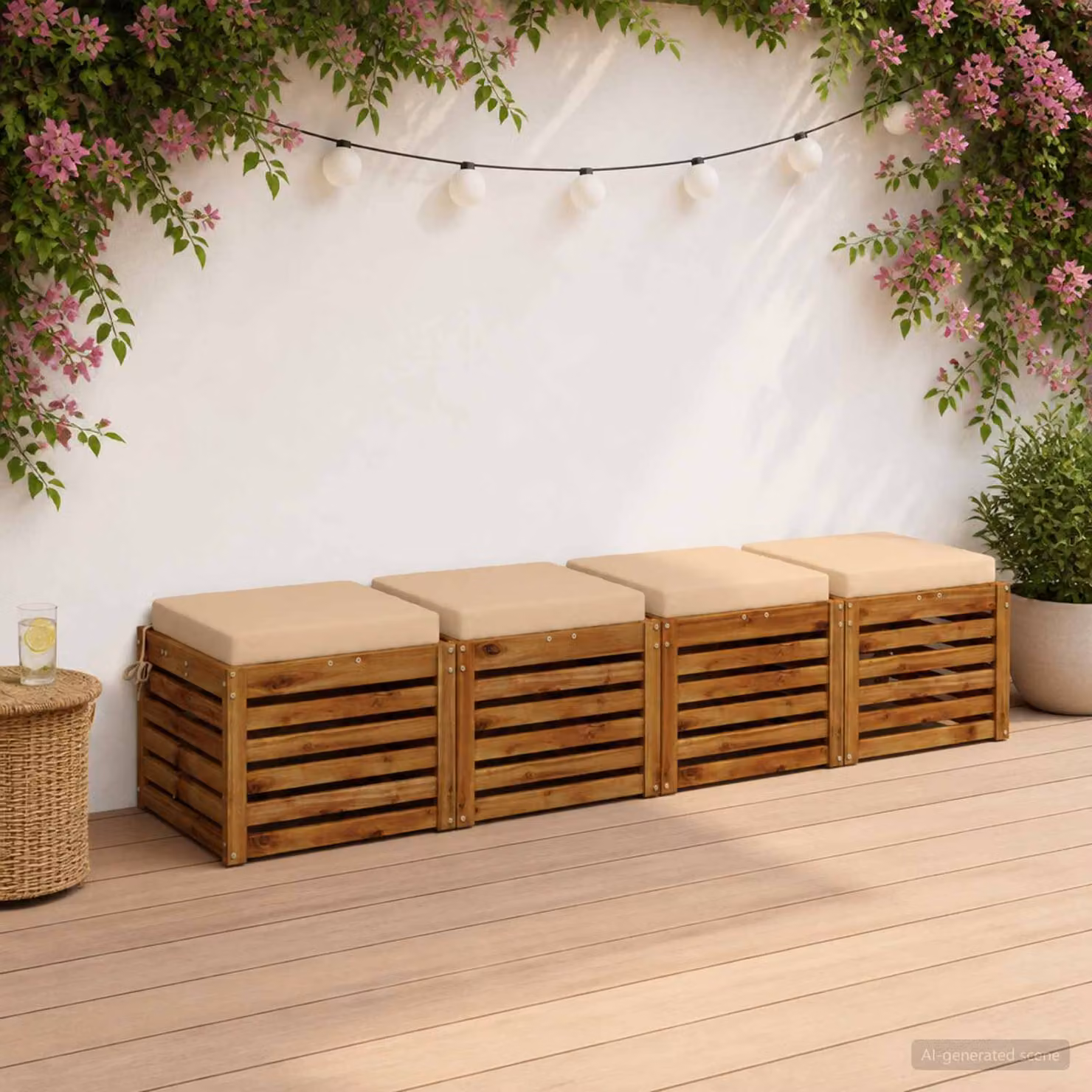 Set di 4 cuscini per sedia vidaXL SOEST in poliestere beige con fodera rimovibile e resistenza ai raggi UV
