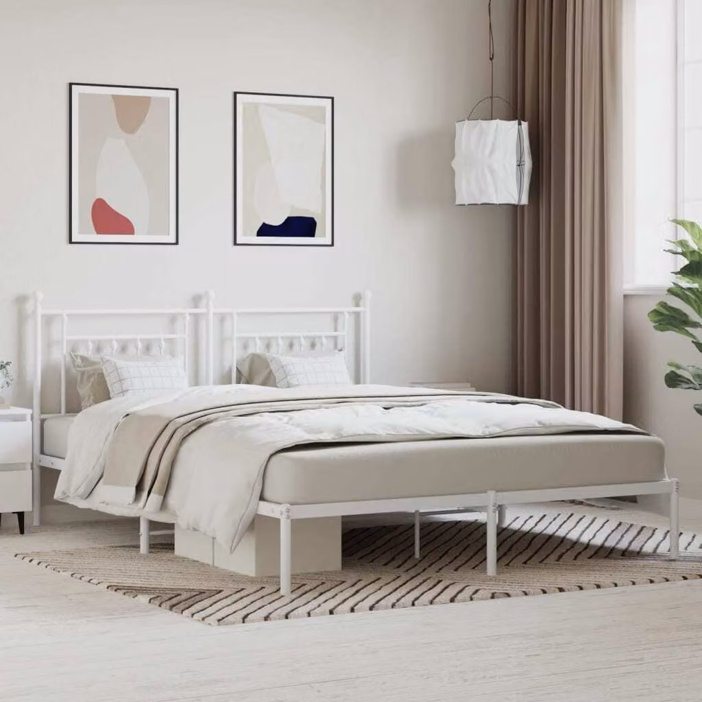vidaXL Struttura letto con testata in metallo bianco 183x213 cm - Struttura letto - Cornici letto - Struttura letto - Letto