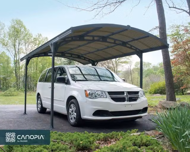 Carport ad appoggio Canopia Atlas in alluminio e policarbonato grigio con grondaia, L: 5 m, P: 3 m, H: 2,1 m