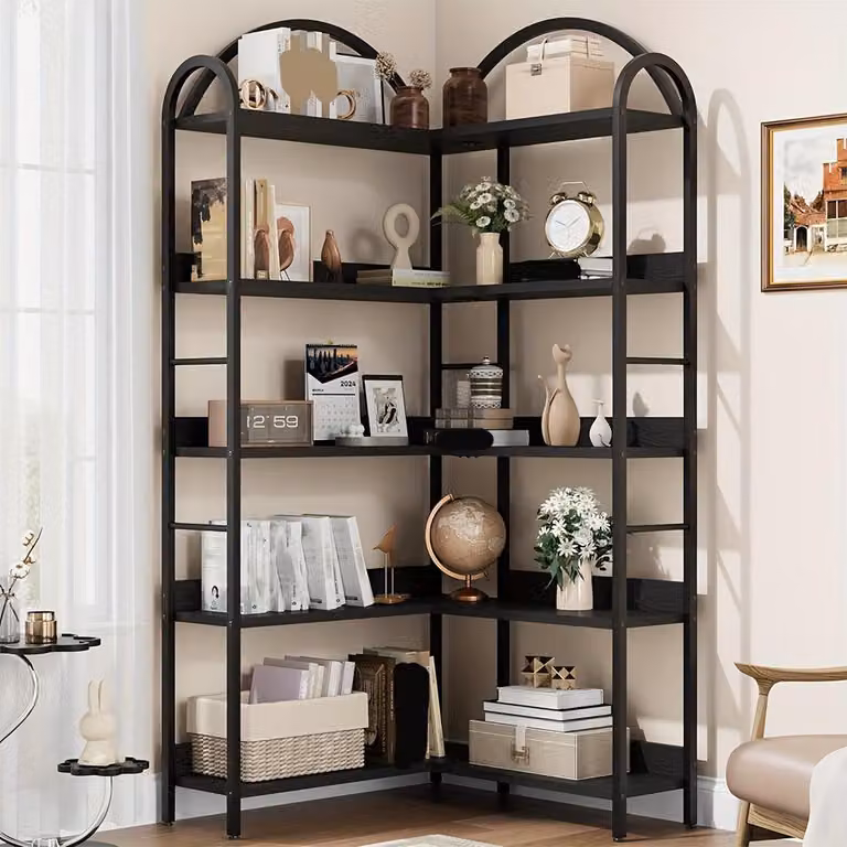 Libreria angolare - Scaffale angolare - Libreria a mensole - Mobile contenitore - Libreria - Altezza 173,99 cm - Ripiani regolabili