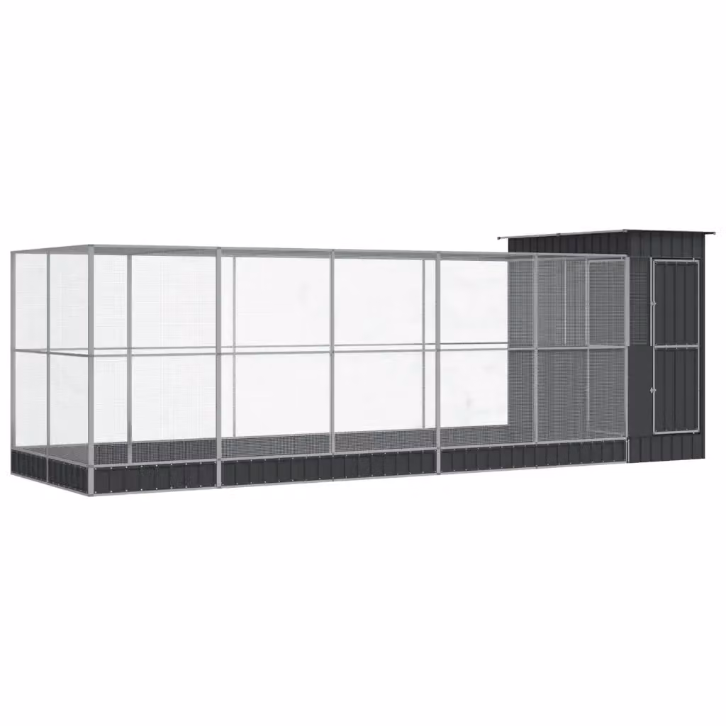 Voliera con estensione vidaXL in acciaio color argento e antracite L: 623 cm, P: 203 cm, H: 216 cm – 2