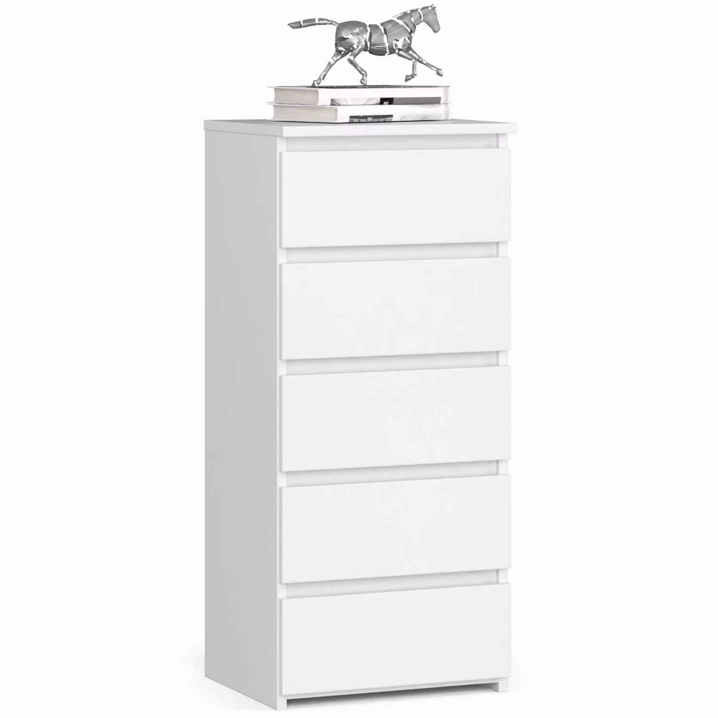 Comò elegante bianco 40 cm con 5 cassetti per un pratico spazio di archiviazione