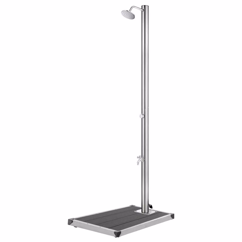 Prolenta Premium - Doccia da giardino con piatto grigio da 220 cm in acciaio inox