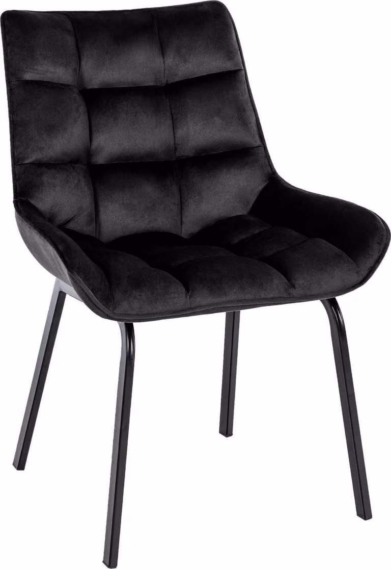 Sedia da pranzo - Sedia da cucina - Design ergonomico, seduta confortevole | Colore: Nero | Materiale: Morbido