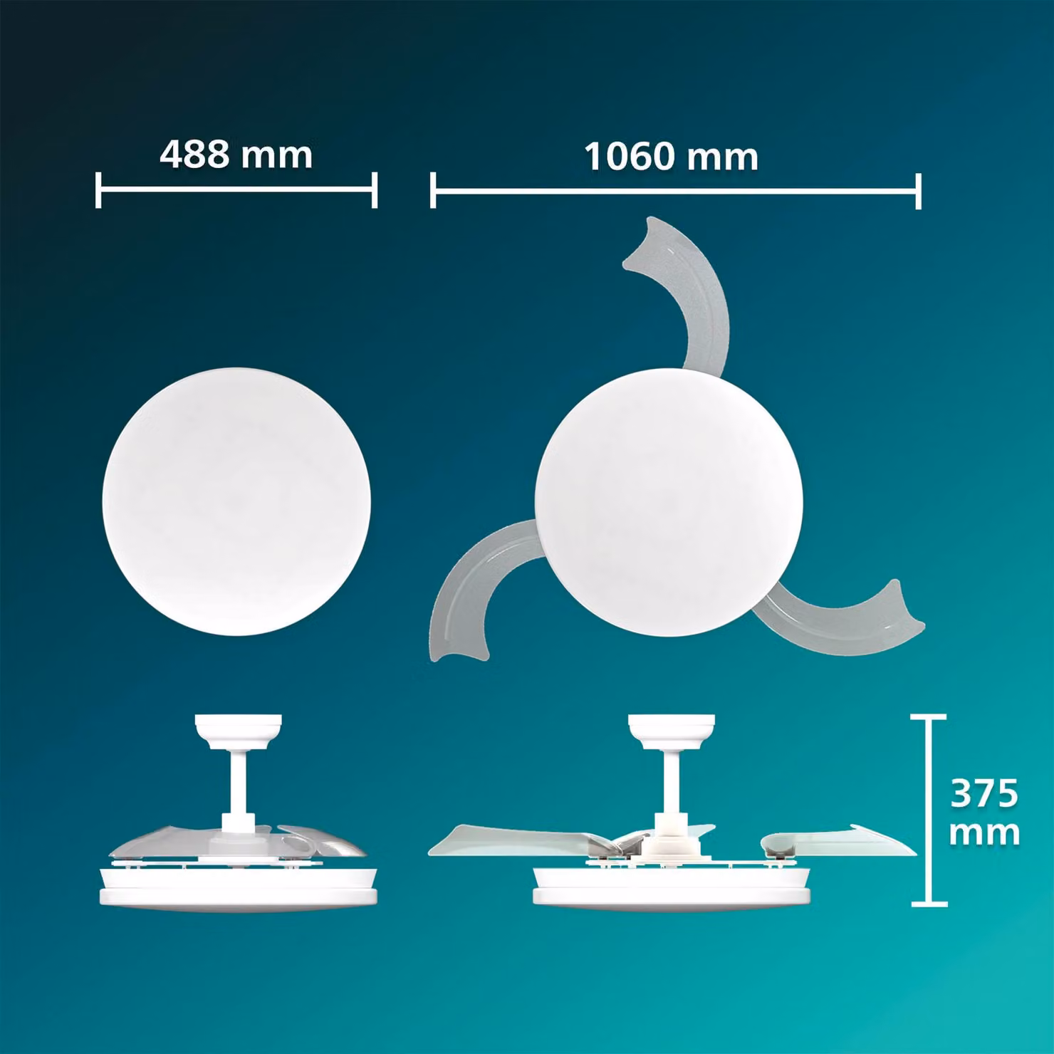 Philips Ventilatore da soffitto LED Solr, bianco, CC, silenzioso, CCT dimmerabile, Bianco / Opale, Soggiorno / Sala da pranzo, Metallo, Moderno