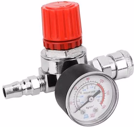Regolatore di pressione 0,8 MPa - Regolabile - Regolatore per compressore - Valvola di sicurezza - Realizzato in ottone stampato - Alta precisione - Valvola regolatrice di pressione
