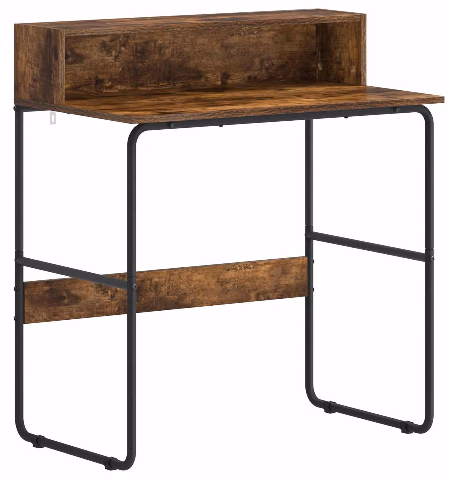 Scrivania con spazio contenitivo in legno impiallacciato noce, dimensioni 80 x 50 x 91 cm