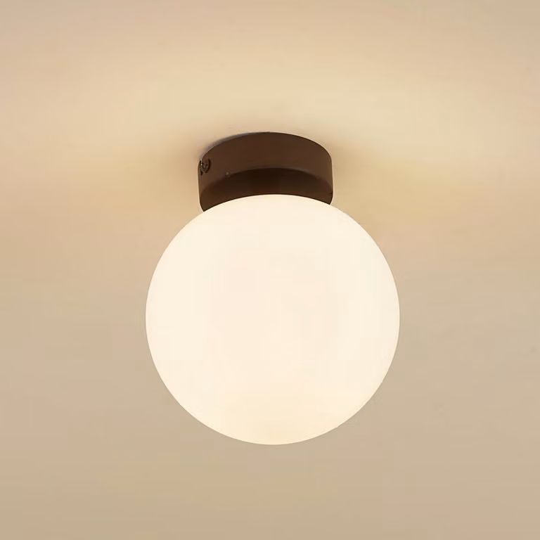 Plafoniera Bidolo Lucande, dimmerabile, Nero, Bagno, Vetro, Plafoniera