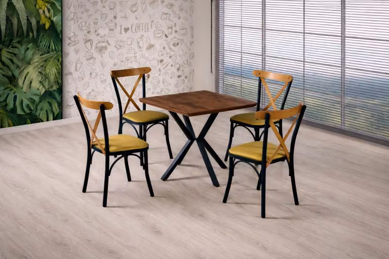 Tavolo, sedia, stile moderno, colore marrone, nuovo, compatto, quadrato