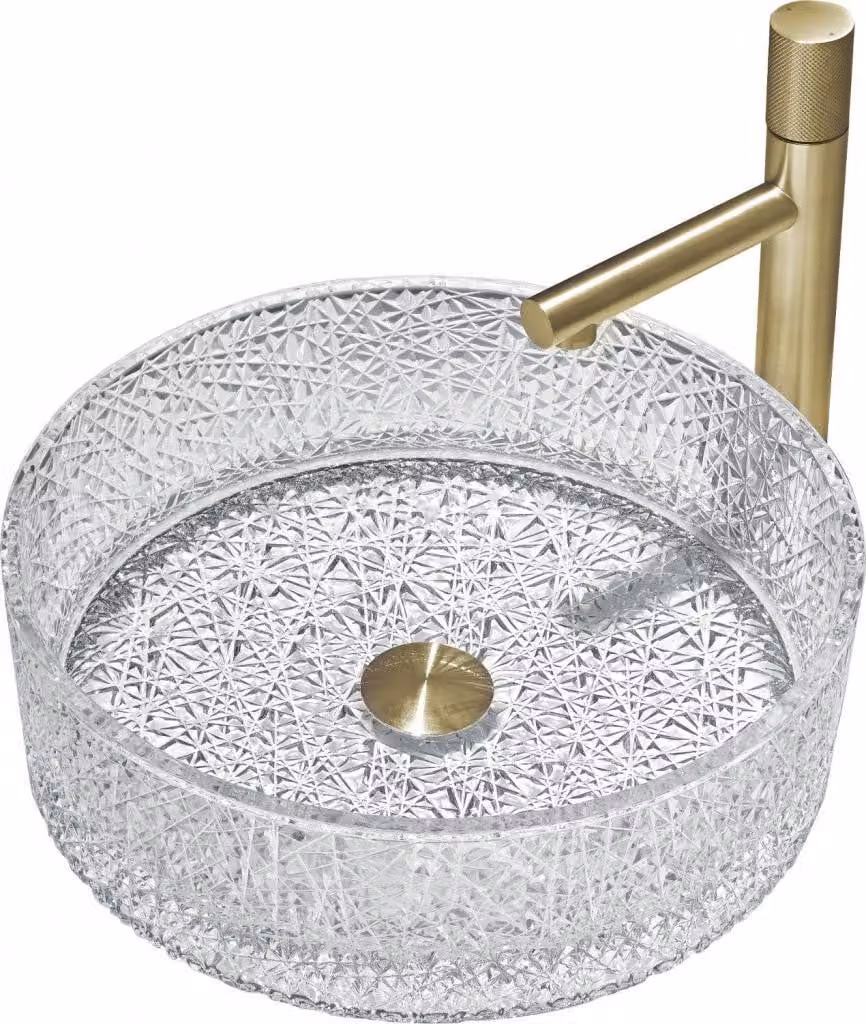 Mexen Dema lavandino da appoggio in vetro 39 x 39 cm, trasparente - 24043900