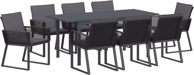 Set da Pranzo per Giardino 9 pcs Antracite polyrattan