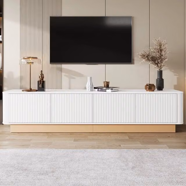 Mobile TV 200 cm ¨C Xylo ¨C Legno MDF, 4 Ante, Soggiorno, Bianco